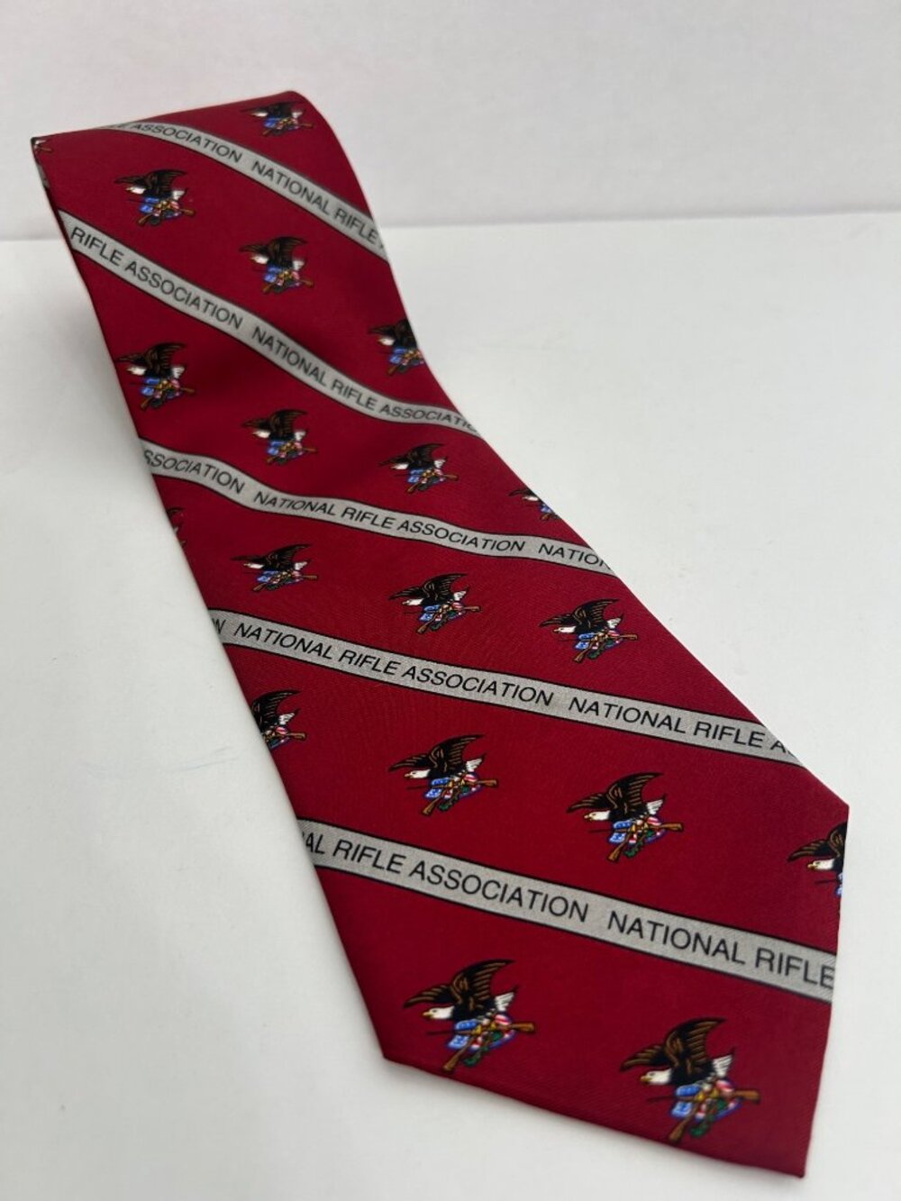 Vintage National Rifle Association Red Men's Tie Eagle Rifle Gun Enthusiast USA